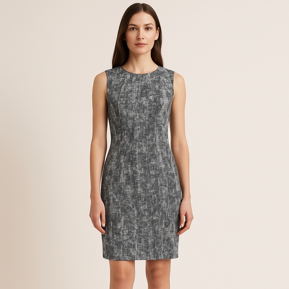 MM. LaFleur Grey Textured Sleeveless Sheath Dress